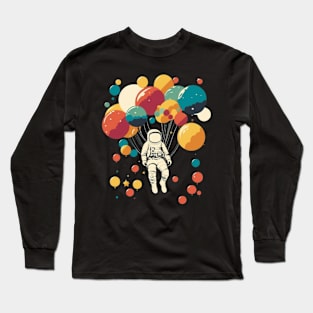 Astronaut flying with balloons Long Sleeve T-Shirt